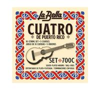 La Bella Strings »CUATRO DE PUERTO RICO - 700C - BALL END« Corde per Quatro Chitarra 12-Corde - Plain Steel/Silk and Steel - 10 Corde in 5 Cori