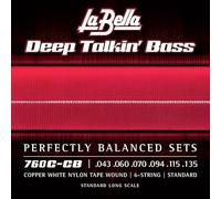 La Bella Strings »DEEP TALKIN' BASS - 760C-CB WHITE NYLON - 6-STRING E-BASS« Corde per Basso Elettrico 6-Corde - Copper White Nylon Tape Wound - Standard: 043-135