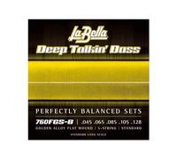 La Bella Strings »DEEP TALKIN' BASS GOLD FLATS - 760FGS-B - 5-STRING E-BASS« Corde per Basso Elettrico 5-Corde - Golden Alloy Flat Wound - Standard: 045-128