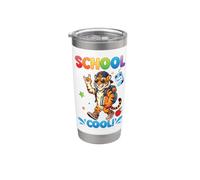 La bella studentessa tigre che torna a scuola è fantastica per ragazzi ragazze e bambini Bicchiere termico in acciaio inox doppia parete