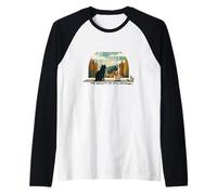 La Bellezza della quiete Retro Cat & Coffee Maglia con Maniche Raglan