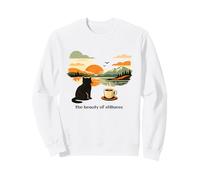 La Bellezza della quiete Retro Cat & Coffee Minimalist Felpa