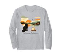 La Bellezza della quiete Retro Cat & Coffee Minimalist Maglia a Manica