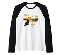 La Bellezza della quiete Retro Cat & Coffee Minimalist Maglia con Maniche Raglan