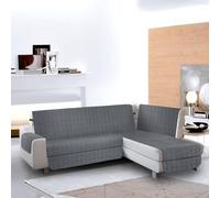 la biancheria di casa - Copridivano angolare con penisola - Simplicity Angle Plus - Salvadivano Trapuntato in Microfibra Morbida, Idrorepellente Oeko-Tex, Destra o Sinistra | Grigio Scuro, 195 cm