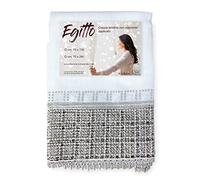 La biancheria per la casa Coppia Tendina a Vetro Egitto con Pizzo macramè Grigio - Coppia (2 Teli) CM. 70X240