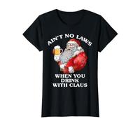La Birra di Babbo Natale Non è Nessuna Legge Quando Bevi con Babbo Natale Maglietta con Stampa Grafica Economica, Donna, Nero, XL