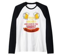La Birra è Il Cibo per Il Seno è Il Wurst. Birra Oktoberfest Divertente Maglia con Maniche Raglan