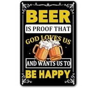 La birra è la prova che Dio ci ama e vuole che siamo felici. Targa in metallo vintage da appendere alla parete. Targa in latta per birra per casa, ufficio, bar, pub, caffetteria, decorazione per cave