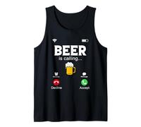 La birra sta chiamando, schermo del telefono divertente, design di chiamata dalla birra Canotta