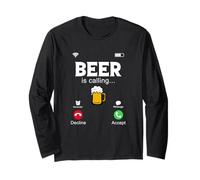 La birra sta chiamando, schermo del telefono divertente, design di chiamata dalla birra Maglia a Manica