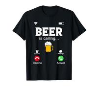 La birra sta chiamando, schermo del telefono divertente, design di chiamata dalla birra Maglietta