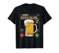 La birra sta chiamando, schermo del telefono divertente, design di chiamata dalla birra Maglietta