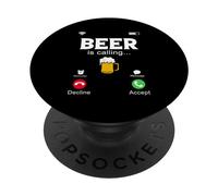La birra sta chiamando, schermo del telefono divertente, design di chiamata dalla birra PopSockets PopGrip Adesivo