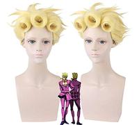 La bizzarra avventura di JoJo Giorno Giovanna Parrucca cosplay dorata Capelli in stile sintetico Halloween Giochi di ruolo GIOGIO + Cappellino parrucca PL-295