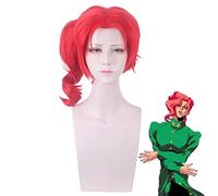 La bizzarra avventura di JOJO Kakyoin Noriaki Uomo Parrucca coda di cavallo rossa Costume cosplay Resistente al calore Capelli sintetici Festa in maschera Parrucche