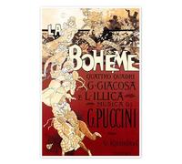 La Boheme, Puccini Poster di Adolfo Hohenstein 60 x 90 cm Rosso Quadri Decorazione per pareti