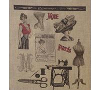 La Boîte à Broder COU019LN - Stoffa Stampata, Mode de Paris II, Lino Naturale