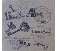 La Boîte à Broder COU035LN - Stoffa Stampata, Home Sweet Home, Lino Naturale