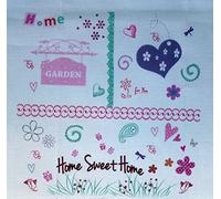 La Boîte à Broder COU057MB - Scampolo di Tessuto Stampato con dicitura Home Sweet Home, in Misto Lino, Colore: Bianco