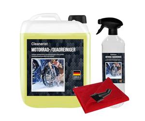 La bolla di sapone concentrato da 5 litri per moto/quad, con flacone spray e panno in microfibra e rubinetto di scarico, per motocross.