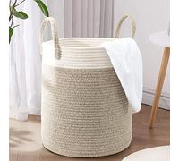 LA BONHEUR Cesto Pieghevole in Corda di Cotone Intrecciata a Mano per il Bucato e la Conservazione di Giocattoli. Ceste Vimini Grandi, Fatto a Mano (40x35cm)
