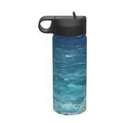 La borraccia termica da viaggio per il tempo libero blu profondo, bottiglia d'acqua con cannuccia in acciaio inossidabile (510 ml), adatta per campeggio, fitness, escursioni all'aperto,