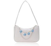 La Borsa a Tracolla Bianca, Alla Moda Casual Piccola Borsa a Tracolla con Catena a Farfalla, Piccola in Pelle Pu con Catena a Farfalla Rimovibile, per Lo Shopping e Il Viaggio