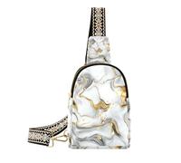 La borsa alla moda del petto di struttura del marmo dell'oro bianco per i pacchetti del fanny della crossbody del cuoio di modo per, Texture marmo oro bianco, 1 size