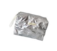 La borsa cosmetica di grande capacità con le cerniere ha impresso la farfalla progetta il sacchetto organizzato dell'articoli da toeletta di viaggio dei sacchetti di trucco del poliestere, Argento