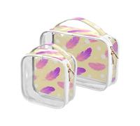 La borsa cosmetica impermeabile approvata TSA di viola rosa della piuma dell'aeroporto della borsa cosmetica di viaggio compiacente della compagnia aerea