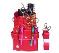la borsa del parrucchiere, Borsa porta attrezzi da salone in pelle PU con fondina, 6 posizioni for forbici, multicolore(E)