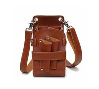 la borsa del parrucchiere, Borsa portaoggetti for forbici in pelle PU, con cintura, for parrucchiere, confezione da 5, multicolore(Brown)