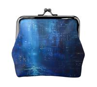 La borsa della moneta della stampa binaria blu, borsa della moneta del cuoio della fibra portatile mini borse del cambiamento per le donne, Nero , Taglia unica, Portamonete