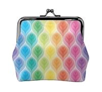 La borsa della moneta di stampa della foglia di gradiente di colori dell'arcobaleno, portafoglio minimalista leggero per i festival e i concerti di musica, Nero , Taglia unica, Art Deco