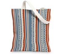 La borsa di totalizzatore a righe della tela, borse a tracolla riutilizzabili dell'annata, la drogheria leggera, Blu, 13x15 Inch