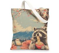 La borsa di totalizzatore sveglia della tela del procione, borse riutilizzabili d'annata della drogheria, borse leggere della tracolla della natura 13x15 pollici