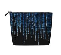La borsa per il trucco blu con stampa binaria carina borsa cosmetica per le donne pochette da viaggio borsa da toilette per signora, Nero , Taglia unica
