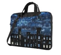 La borsa per laptop con stampa binaria blu, tracolla imbottita, semplifica il tuo quotidiano, ideale per viaggi di lavoro, nero, 13 inch