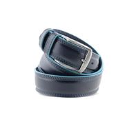 La Bottega del Calzolaio Cintura in pelle da uomo con bordo celeste (105 cm (40/42 EU), Blu)