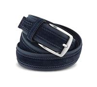 La Bottega del Calzolaio Cintura tela e camoscio uomo blu 4 cm in vera pelle artigianale made in Italy (115 cm (46/48-48/50 EU))