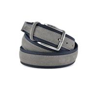 La Bottega del Calzolaio Cintura uomo tela e camoscio made in italy 4cm (115 cm (46/48-48/50 EU), Grigio e blu)