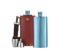 la bottiglia per gli uomini, Fiaschetta in titanio puro da 500 ml con imbuto multicolore for viaggi, campeggio, escursionismo e attività all'aperto(Blue)