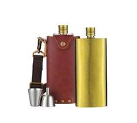 la bottiglia per gli uomini, Fiaschetta in titanio puro da 500 ml con imbuto multicolore for viaggi, campeggio, escursionismo e attività all'aperto(Gold)