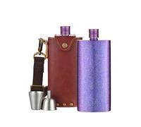 la bottiglia per gli uomini, Fiaschetta in titanio puro da 500 ml con imbuto multicolore for viaggi, campeggio, escursionismo e attività all'aperto(Purple)