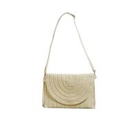 La brezza delle vacanze al mare soffia sulle borse da spiaggia. Le donne portano borse a busta e borse a tracolla di paglia.(Beige)