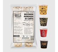 La Briantina Bicchierini Caffè Carta Monouso 75 ml - 50 Pezzi - Bicchieri Carta Espresso Bevande Calde - Fantasie Assortite - Usa e Getta 50x48 mm - Ideali per Bar Ufficio Casa