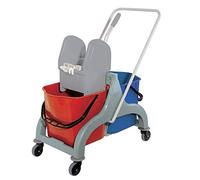 La Briantina Carrello per pulizie professionali 34 litri 2 secchi e strizzatore, Multicolore