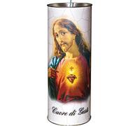 La Briantina Cero Votivo Cimitero 80T, di Paraffina, Bianco con Gesù e Preghiera, 21xø8 cm