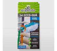 La Briantina Kit Piumino Cattura Polvere Ecco Quà XXL, Include 1 Attrezzo con Manico Allungabile 90 cm + 2 Piumini di Ricambio